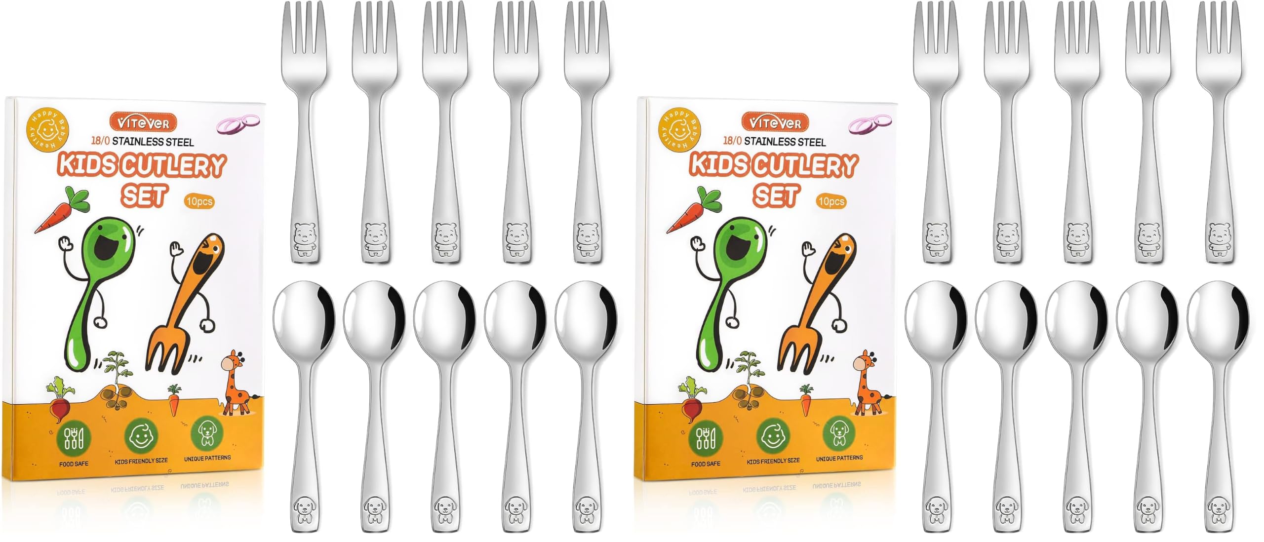 VITEVER 10-piece toddler utensils set with spoons and forks