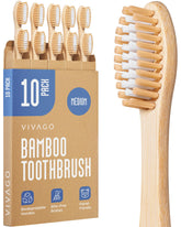 VIVAGO Bamboo Toothbrushes natural bamboo handle
