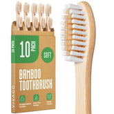 vivago bamboo toothbrushes 10 pack with bamboo handle for adults