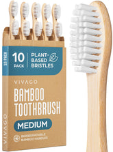 VIVAGO bamboo toothbrushes 10 pack with numbered handles