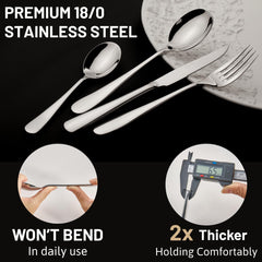 Round handle minimalist flatware with mirror finish
