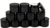 Vivaplex 12 black 1oz round glass jar with inner liner and dome lid