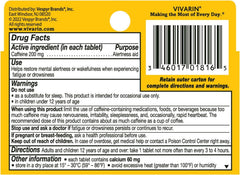 Vivarin caffeine pills 200mg 16 tablets bottle