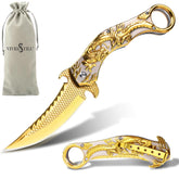 Vividstill pocket knife for men with titanium-plated stainless steel handle
