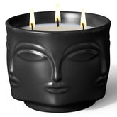Viyffo 20oz scented candle embossed faces matte black ceramic jar