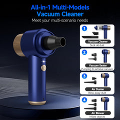 Dual Hepa and metal filters with one-touch empty feature
