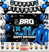 Vnysh 11th birthday decorations set backdrop banner