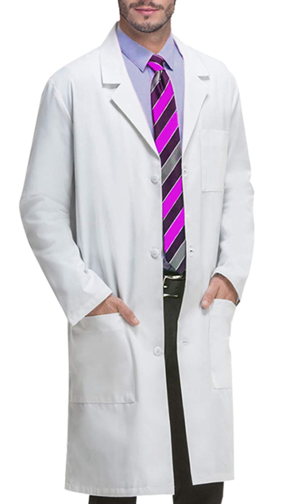 VOGRYE Mens Lab Coat white 3 pockets 41 inch length