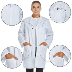Cotton poly lab coat white small size for women