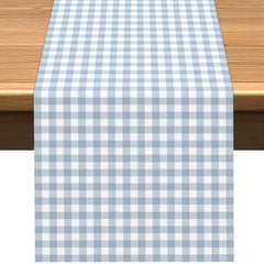 Vohado dusty blue gingham table runner 13 x 72 inches