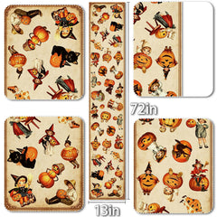 Vohado vintage Halloween table runner with jack-o-lantern pattern