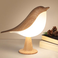 VoMii Bird Desk Lamp cordless with wood grain finish