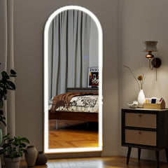 Tempered glass surface of VooBang LED arched mirror 56x21 full length