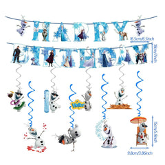 Pennant flag style letters form HAPPY BIRTHDAY on banner