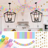 VROTXCZ 612 Pcs Paper Chain Garland Kit with pastel strips