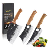 VRUIFA 3 PCS Butcher Knife Set Serbian Chef Knife 7 inch blade