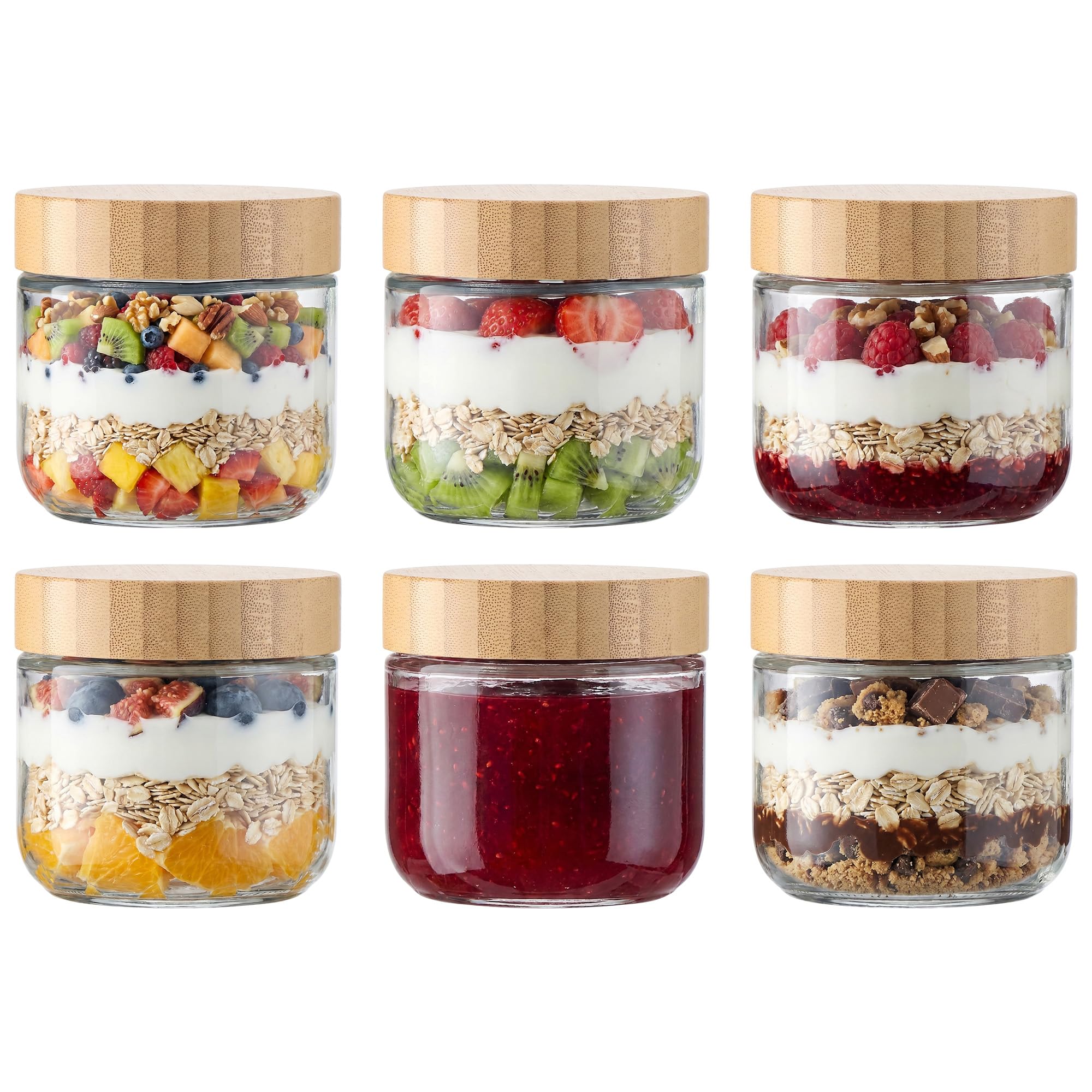 Vtopmart 4 pack 10oz glass overnight oats container with bamboo lid