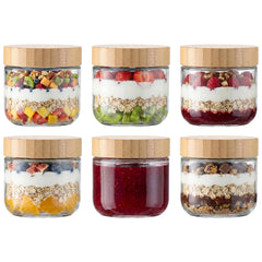 Vtopmart 4 pack 10oz glass overnight oats container with bamboo lid