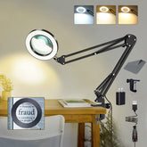 VUEJIC 10X magnifying glass with light and clamp on table mount