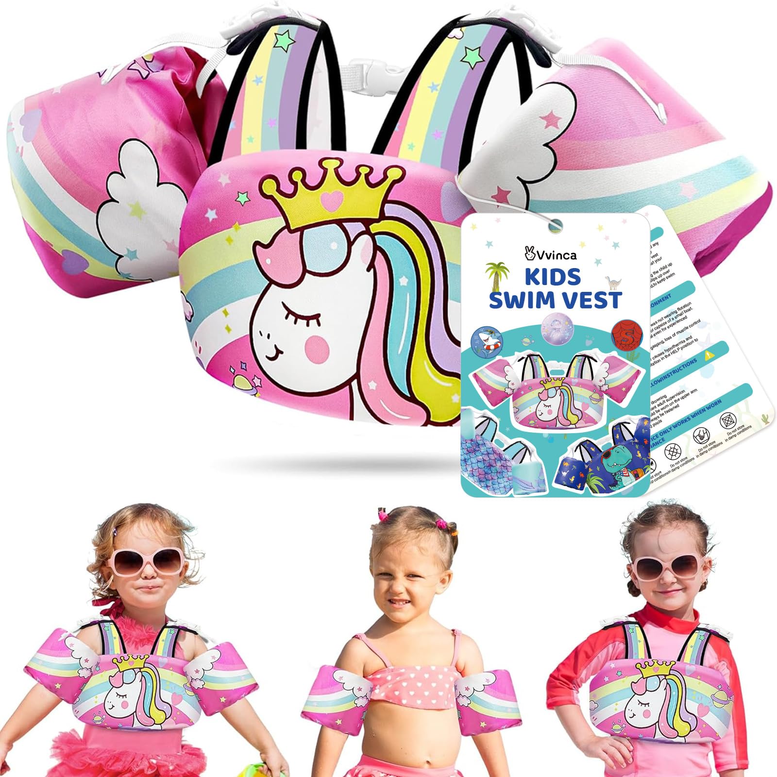 Vvinca separable toddler swim vest for 22-66 lbs