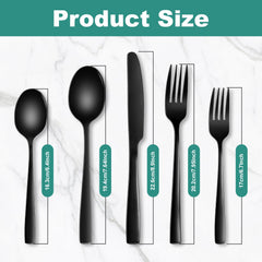 Vyndicca 20 PCS black silverware set salad forks arranged