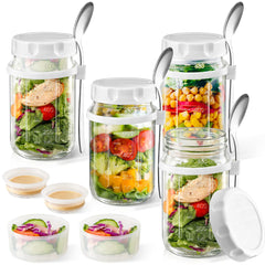 Vynium 4 pack glass salad jars with lids 32oz