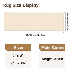 Waffle runner rug 2x8ft beige image 2