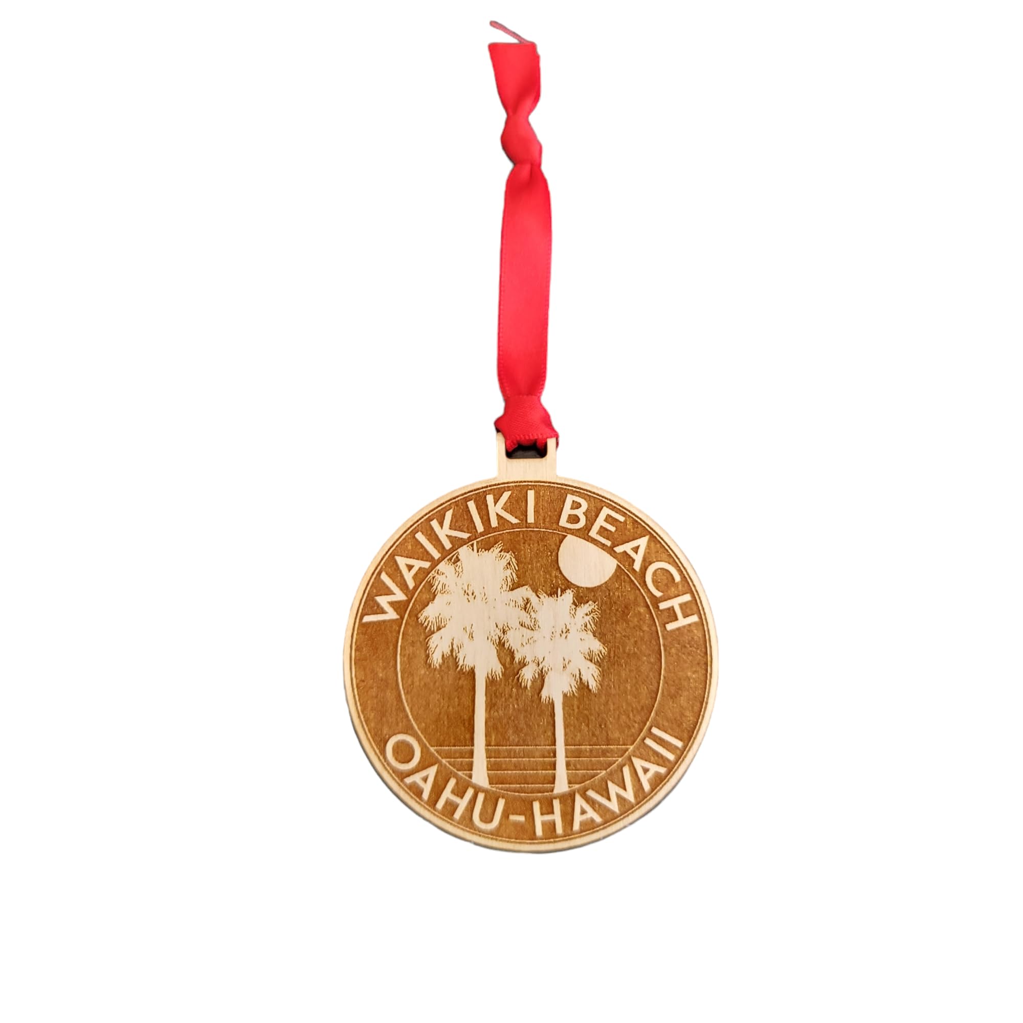 Waikiki Beach Ornament 3 inch wood ornament made in USA Baltic Birch