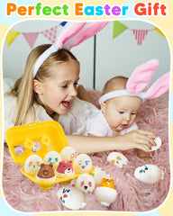 Easter basket eggs for sorting stacking and matching play