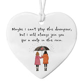 Walk With You In The Rain Ornament white heart ceramic