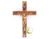 Wall Cross with Mother of Pearl on olive wood from the Holy Land