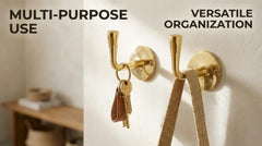 Decorative brass wall hooks for towels and coats in entryway