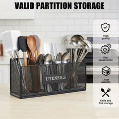 Durable metal mesh construction for utensil organizer