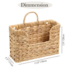 Wall mounted organizer basket natural water hyacinth texture