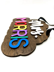 Silky black ribbon hanger for hanging
