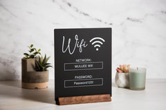 Black acrylic WiFi Password Sign 7.75 by 6.5 inches