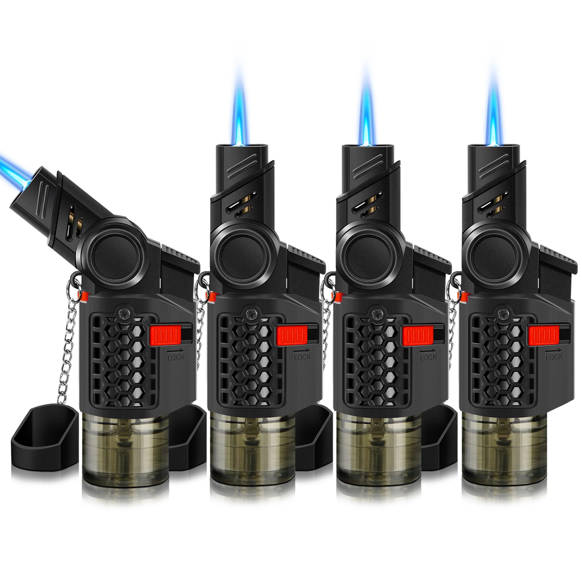 WANBRO 4 pack torch lighter rotatable nozzle 0 30 45 degrees