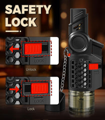 Safety lock feature on WANBRO torch lighter prevents ignition