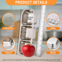 Three compartment bento style stainless steel lunch box