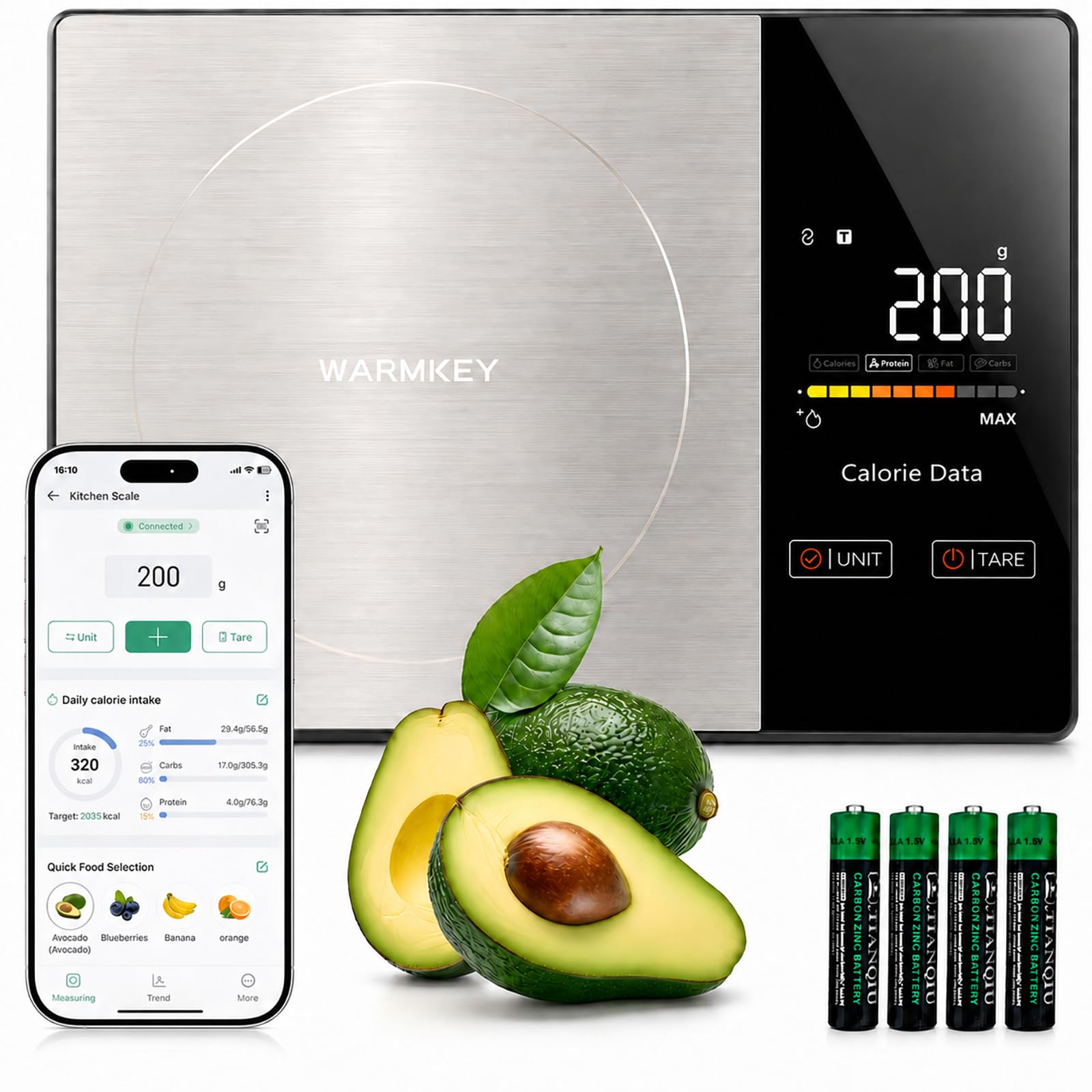 WARMKEY smart nutrition scale with app 11lb capacity