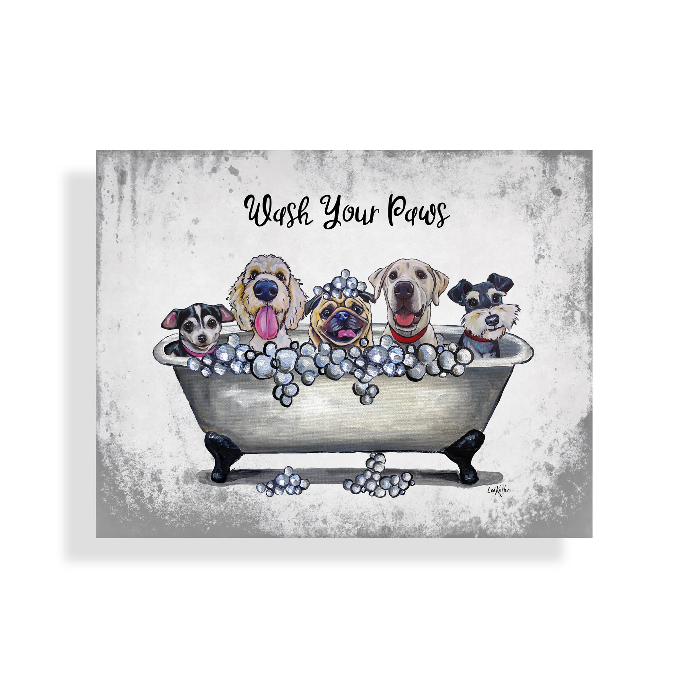 Wash Your Paws Tin Sign original artwork by NC artist Lee Keller