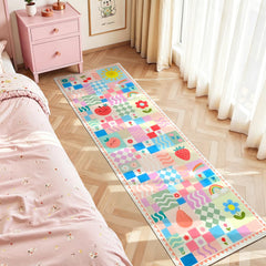 Pink 2x6 washable runner rug with non-slip bottom for hallway