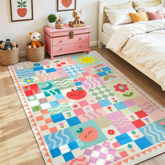 Washable Pink Kids Rug for bedroom girls 3x5 size