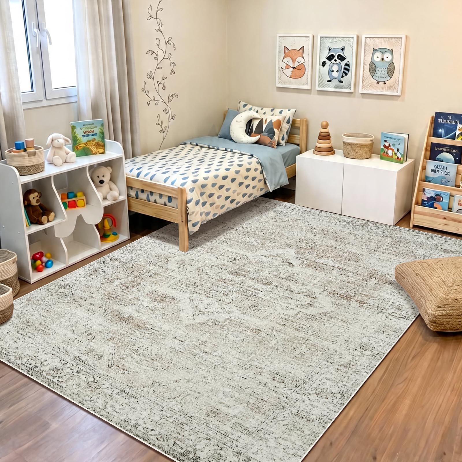 washable rug 8x10 living room vintage beige