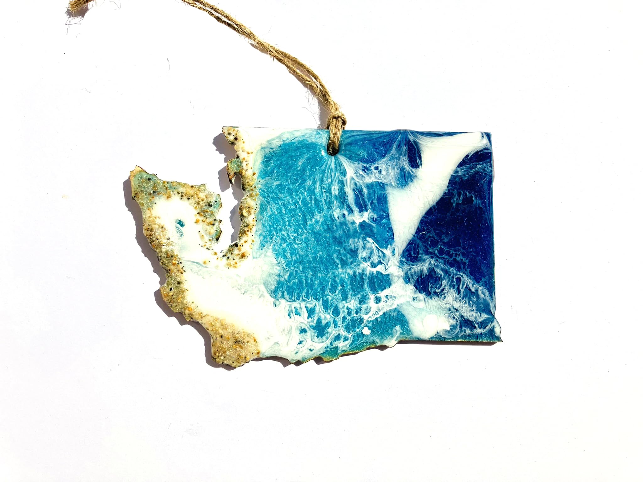 Washington Holiday Ornament 4 Inch Resin Art with Real Beach Sand
