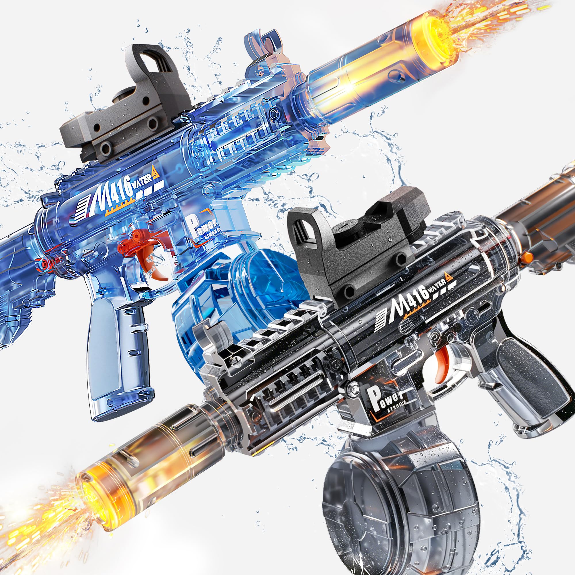 Water gun for kids with LED light in a 2-pack packaging