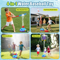 water-spraying rocket launch feature in action