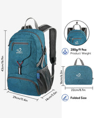 WATERFLY packable backpack folded size 8.7x6.3in