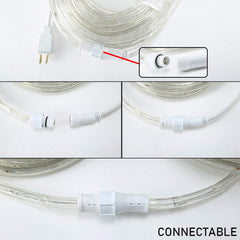 includes screws and clamps for mounting the rope lights