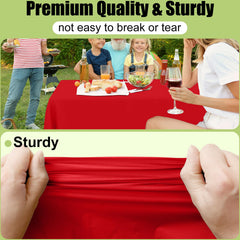 Portable round table cover for dining outdoors red